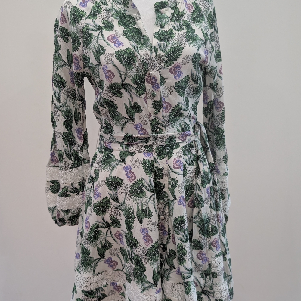 Maje Floral Mini Dress - Green and Purple
